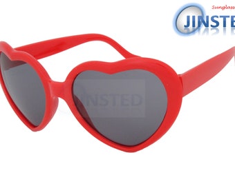 Teenager / Small Adult Lolita Red Heart Shaped Sunglasses UV400 Protection TH002