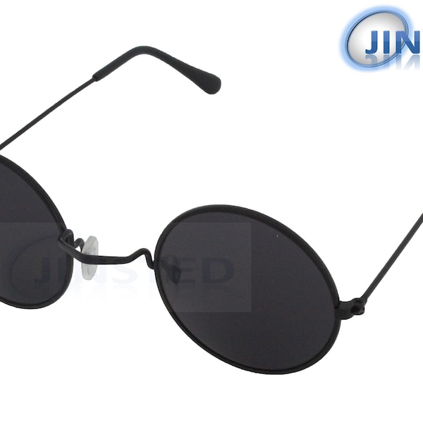 Schwarze Teashades Sonnenbrille mit schwarzem Rundrahmen UV400 Schutz SP009