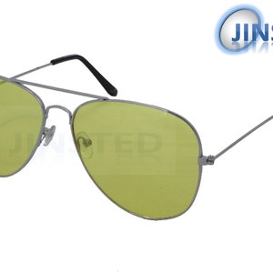 Yellow Adult Aviator Sunglasses Pilot Design Silver Frame UV400 Protection AA024