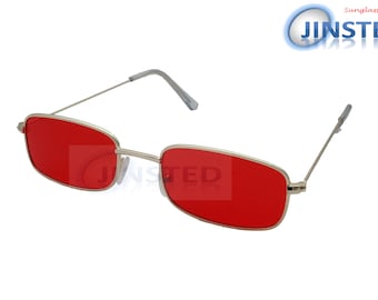 Unisex Adult Modern Red Sunglasses Gold Frame UV400 Protection CL078