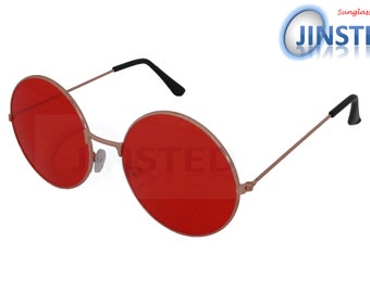 Red Teashades Sunglasses with Gold Round Frame UV400 Protection SP012