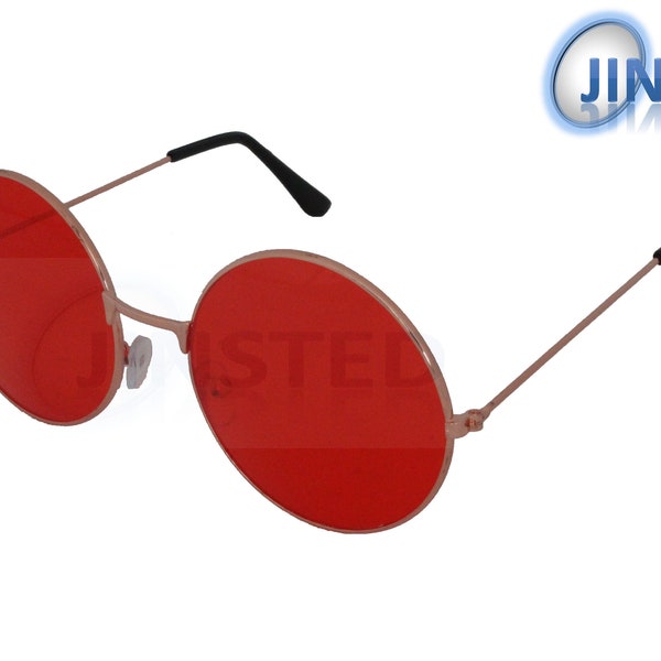 Lunettes de soleil Teashades rouges avec cadre rond or UV400 Protection SP012