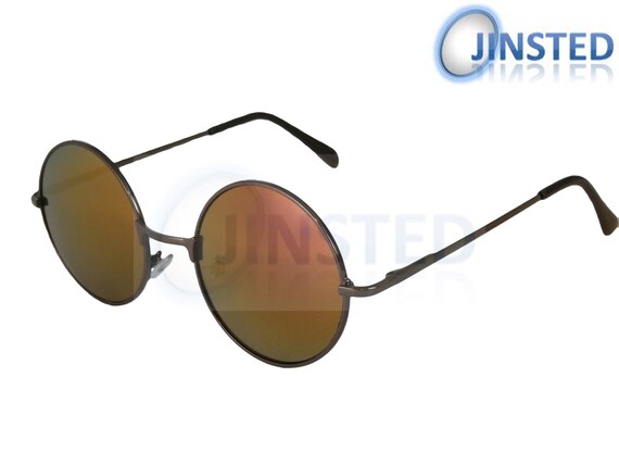 Red Gold Mirrored Teashades Sunglasses With Silver Frame UV400 | Etsy
