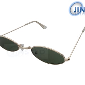 Adult Modern Green Oval Sunglasses Tinted Lens Gold Frame UV400 Protection AOV005