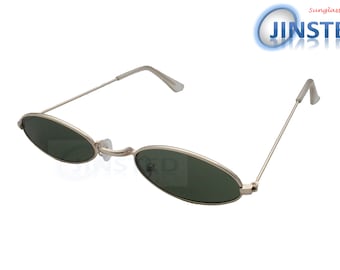 Adult Modern Green Oval Sunglasses Tinted Lens Gold Frame UV400 Protection AOV005