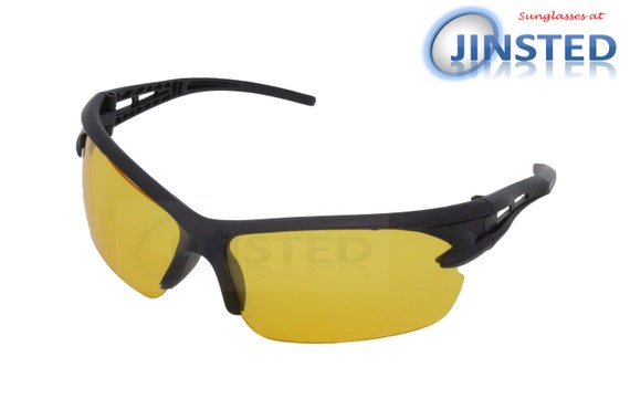 Adult Cycling Sports Sunglasses Yellow Tinted Wrap Around Sports Frame  UV400 Protection AS024 -  Canada