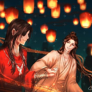 Heaven Official&#39;s Blessing HuaLian Lantern Art Print TGCF Hua Cheng Xie Lian Tian Guan Ci Fu MXTX Mo Xiang Tong Xiu Yaoi BL Boys Love Danmei