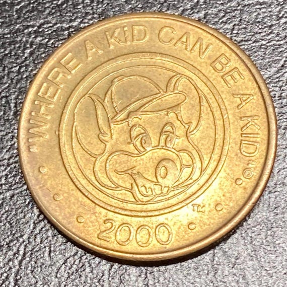 Vintage 2000 Chuck E Cheese Token - Where a Kid Can Be a Kid