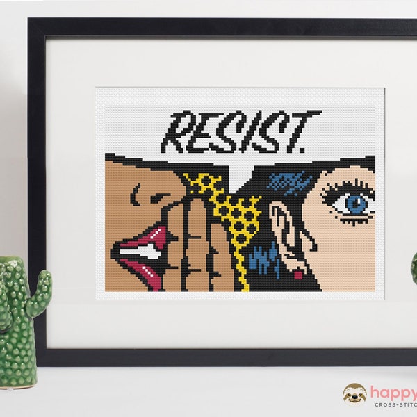 Resist! Feminist Cross Stitch Pattern: Sarcastic Embroidery (Digital Download)
