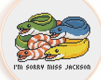 Four Eels Cross Stitch Pattern (Digital Download) I'm Sorry Miss Jackson