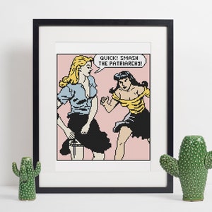 Smash the Patriarchy Cross Stitch Pattern: Funny Feminist Design (Digital Download)