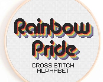 Rainbow Pride Alphabet Cross Stitch Chart (Digital Download)