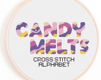 Pastel Alphabet Cross Stitch Chart: Large Font (Digital Download)
