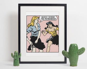 Smash the Patriarchy - Funny Cross Stitch Pattern / Funny Feminist Cross Stitch Pattern / Sarcastic Cross Stitch
