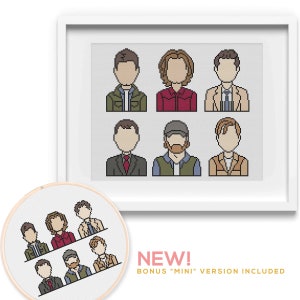 Winchester Brothers Cross Stitch Pattern: Dean, Sam, Castiel (Digital Download)