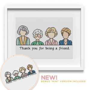 Golden Girls Pattern - Thankyou for Being a Friend Cross Stitch Chart - Sophia, Blanche, Dorothy and Rose Cross Stitch Pattern