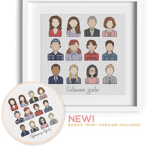 Gilmore Cast - Lorelai and Rory Cross Stitch Pattern - Emily and Richard Cross Stitch Chart - Luke Danes Cross Stitch Pattern