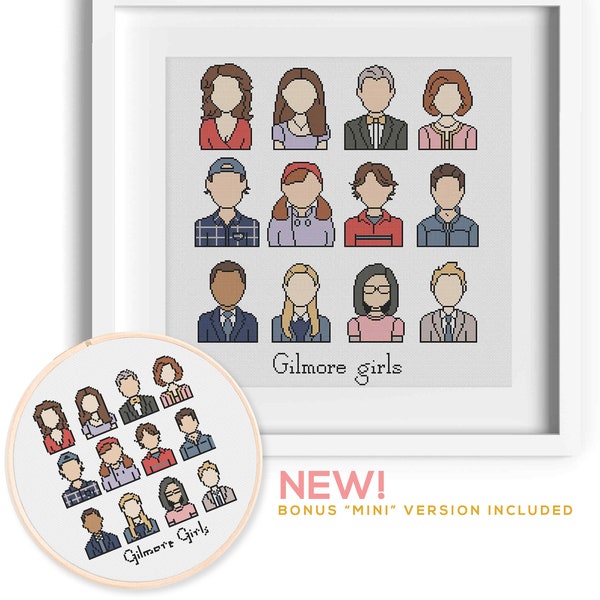 Gilmore Cast - Lorelai and Rory Cross Stitch Pattern - Emily and Richard Cross Stitch Chart - Luke Danes Cross Stitch Pattern