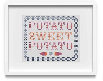Potato Sweet Potato Cross Stitch Pattern: Funny Home Decor (Digital Download)