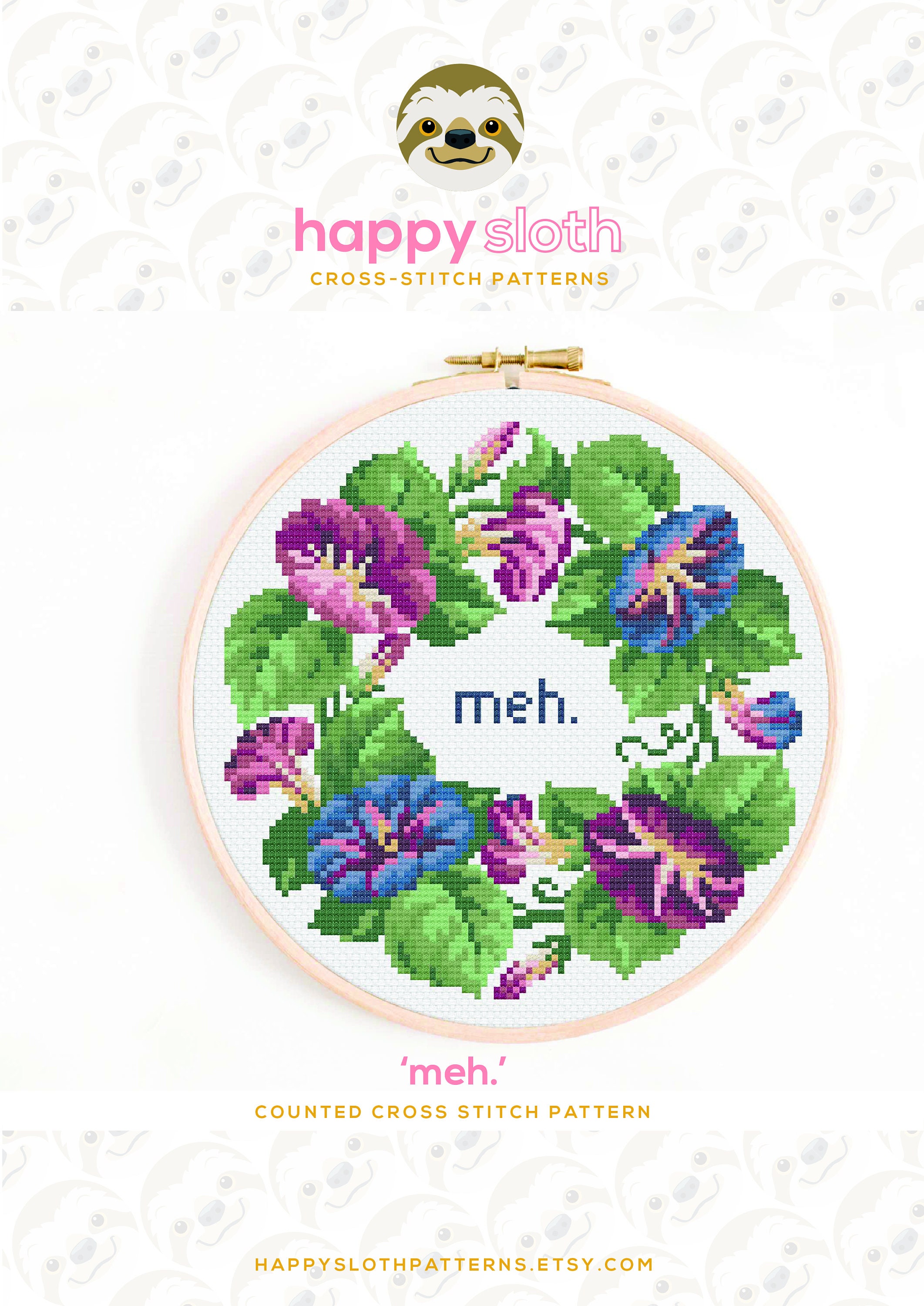 Meh Cross Stitch Pattern Subversive Cross Stitch Etsy