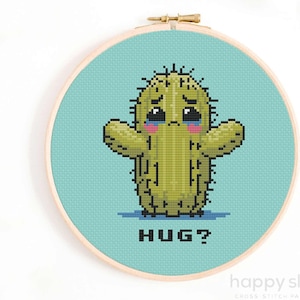 Abbraccio? Schema punto croce - Schema punto croce Cactus Kawaii - Punto croce abbracci gratuiti