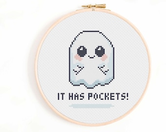 Divertente schema punto croce fantasma: ha le tasche (download digitale)