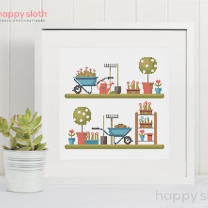 Gardener Cross Stitch Pattern: Potting Shed Sampler (Digital Download)