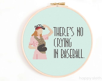 There's No Crying in Baseball Cross Stitch Pattern - Baseball League Cross Stitch Chart - 90s Movies Cross Stitch PDF Chart