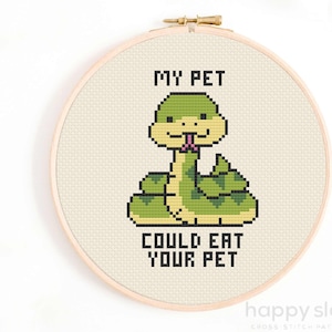 Python Cross Stitch Pattern: Funny Snake Design (Digital Download)