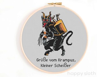 Funny Krampus Cross Stitch Pattern: Goth Christmas (Digital Download)