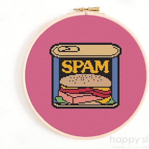 Spam Cross Stitch Pattern - Canned Spam Cross Stitch