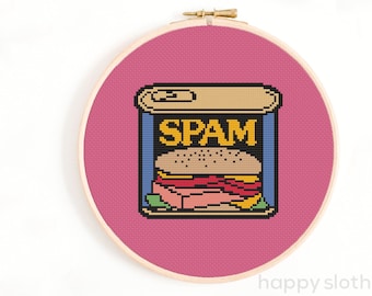 Spam Cross Stitch Pattern - Canned Spam Cross Stitch