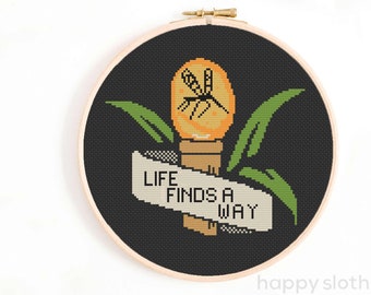 Life Finds a Way Cross Stitch Pattern: Mosquito in Amber (Instant Download)