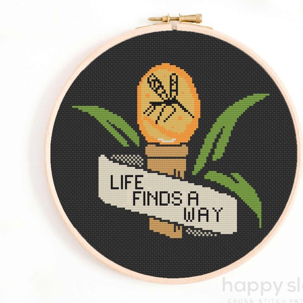 Life Finds a Way Cross Stitch Pattern / Mosquito in Amber Cross Stitch Chart Instant Download