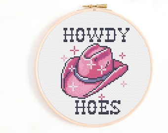 Funny Cowboy Hat Cross Stitch Pattern: Howdy Hoes (Digital Download)