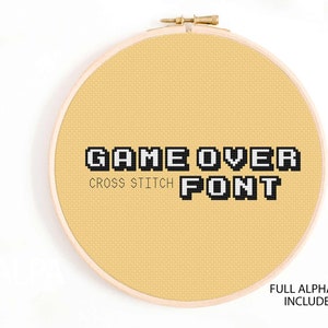 アーケードゲームアルファベット - フルアルファベットクロスステッチチャート - ゲームオーバークロスステッチアルファベット - アルファベットチャートクロスステッチ