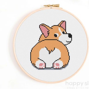 Corgi Butt Cross Stitch Pattern - Corgi Cross Stitch Pattern - Corgi Dog Cross Stitch