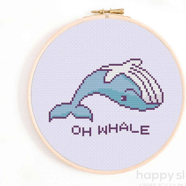 Oh Whale! Cross Stitch Pattern - Funny Whale Cross Stitch Pattern - Oh Well Cross Stitch