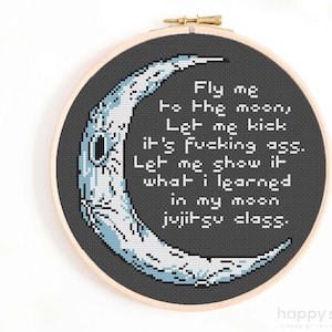 Funny Moon Jui-Jitsu Cross Stitch Pattern (Digital Download)