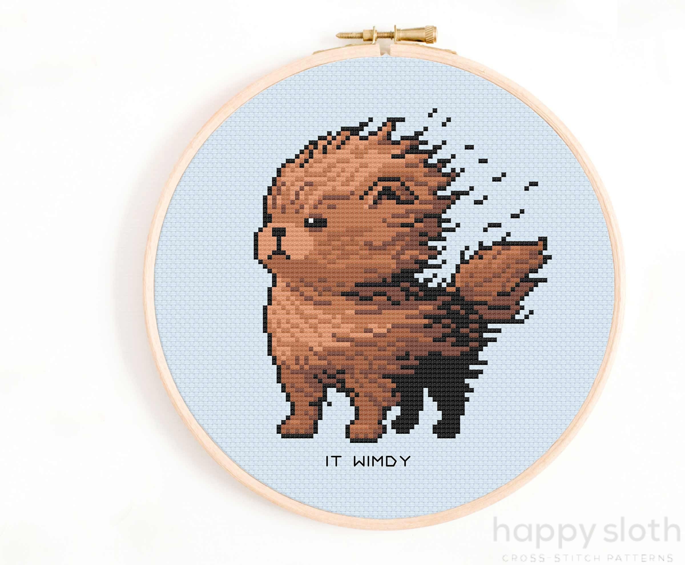 Funny Brown Dog Cross Stitch Pattern: 