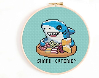 Shark-Cuterie Cross Stitch Pattern: Funny Animal Chart (Digital Download)