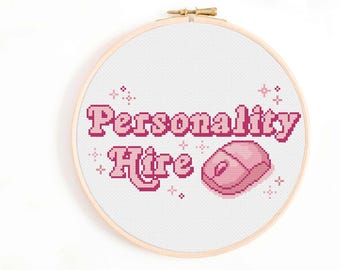 Personality Hire Cross Stitch Pattern: Funny Office Decor (Digital Download)