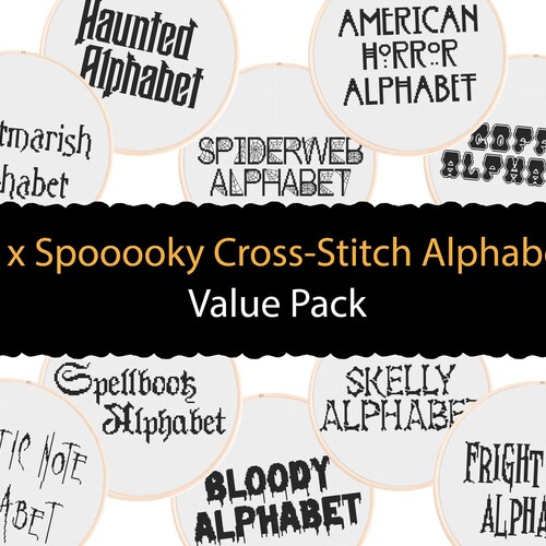 10 Spooky Cross Stitch Alphabets Value Pack of Halloween or Etsy