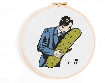 Hold the Pickle Cross Stitch Pattern Funny / Funny Surreal Cross Stitch  Pattern / Weird Cross Stitch