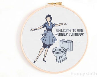 Welcome to Our Humble Commode Cross Stitch Pattern / Funny Retro Cross Stitch Pattern / sarcastic Cross Stitch / Vintage Housewife Pattern