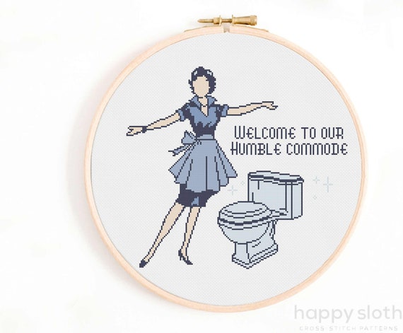 Funny Retro 'Humble Commode' Cross Stitch Pattern (Digital Download)