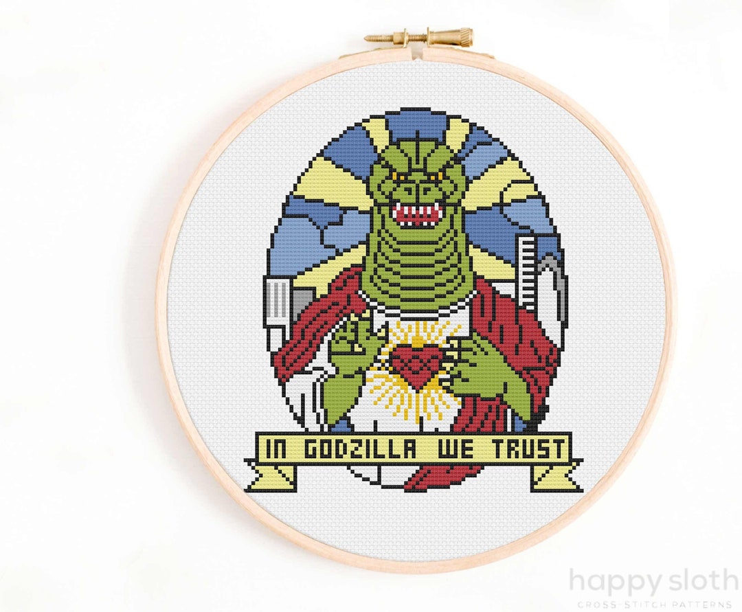 Sweeter Godzilla Pattern Godzilla Cross Stitch Pattern: Funny Gamer Kaiju Design (digital ...