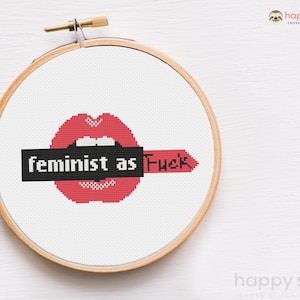 Feminist as F*ck Cross Stitch Pattern: Sarcastic Embroidery (Digital Download)