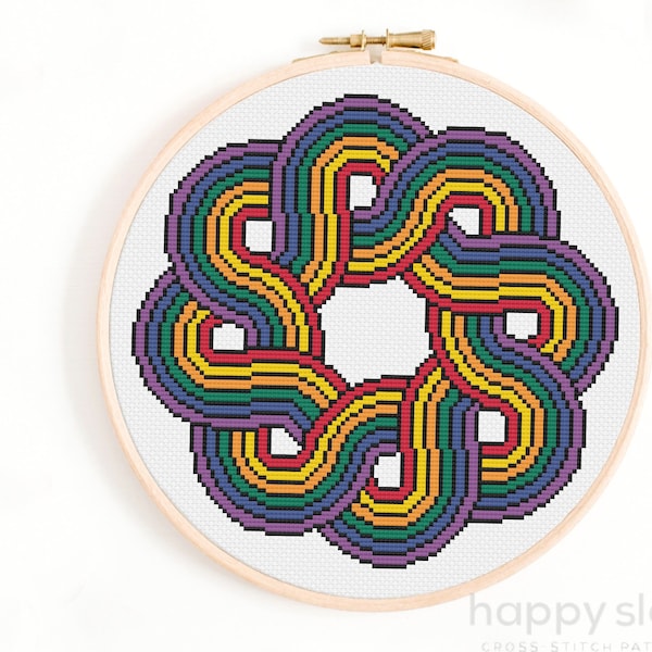 Patrón de punto de cruz de mandala arcoíris del orgullo LGBT (descarga digital)