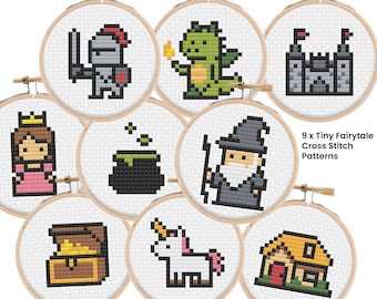 1.5" Tiny Fairytale People Cross Stitch Charts: 9 Tiny Patterns (PDF)